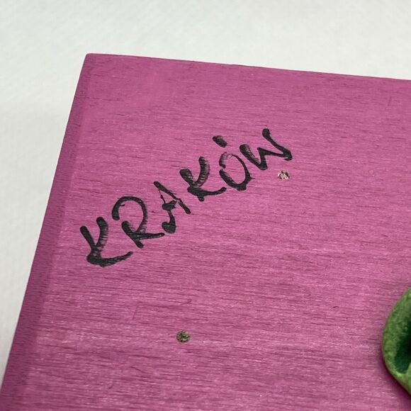 Krakow Poland Tourist Wooden Dragon Figurine Pink Trinket Box Hinged  4'' x  3'' - Picture 5 of 10